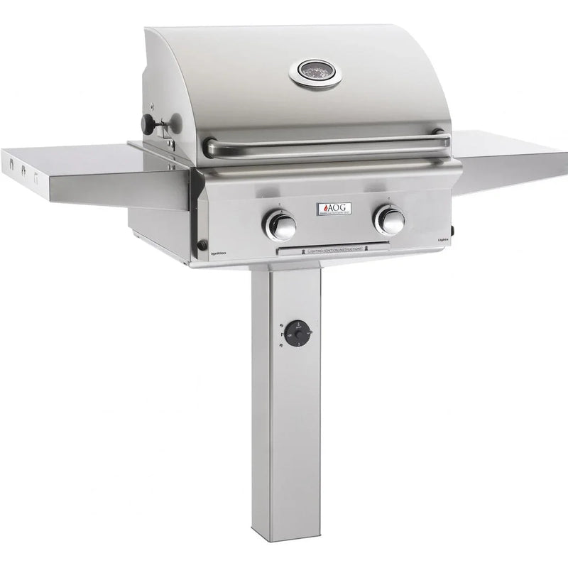American Outdoor L-Series 24-Inch Grill On In-Ground Post - Patioscape Outdoors