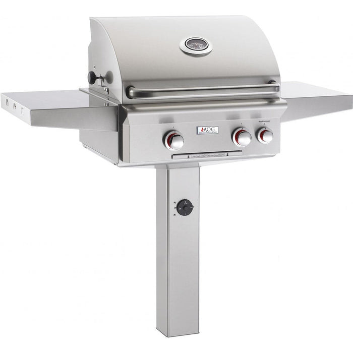 American Outdoor Grill T-Series 24-Inch 2-Burner Gas Grill on In-Ground Post With Rotisserie Backburner
