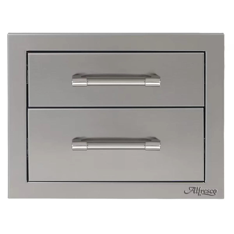 Alfresco 17-Inch Stainless Steel Soft-Close Double Drawer - Patioscape Outdoors