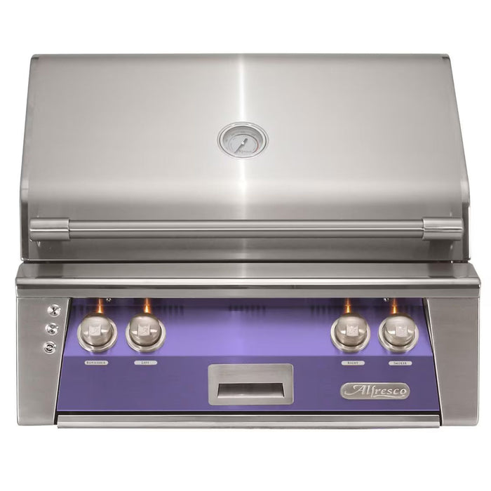 Alfresco 30" Blue Lilac Built-In Gas Grill with Rotisserie, Sear Zone & Smoker System