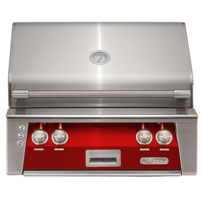 Alfresco 30" Carmine Red Built-In Gas Grill with Rotisserie, Sear Zone & Smoker System