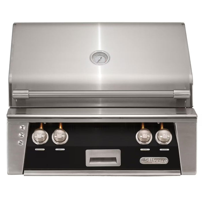 Alfresco 30" Jet Black Built-In Gas Grill with Rotisserie, Sear Zone & Smoker System
