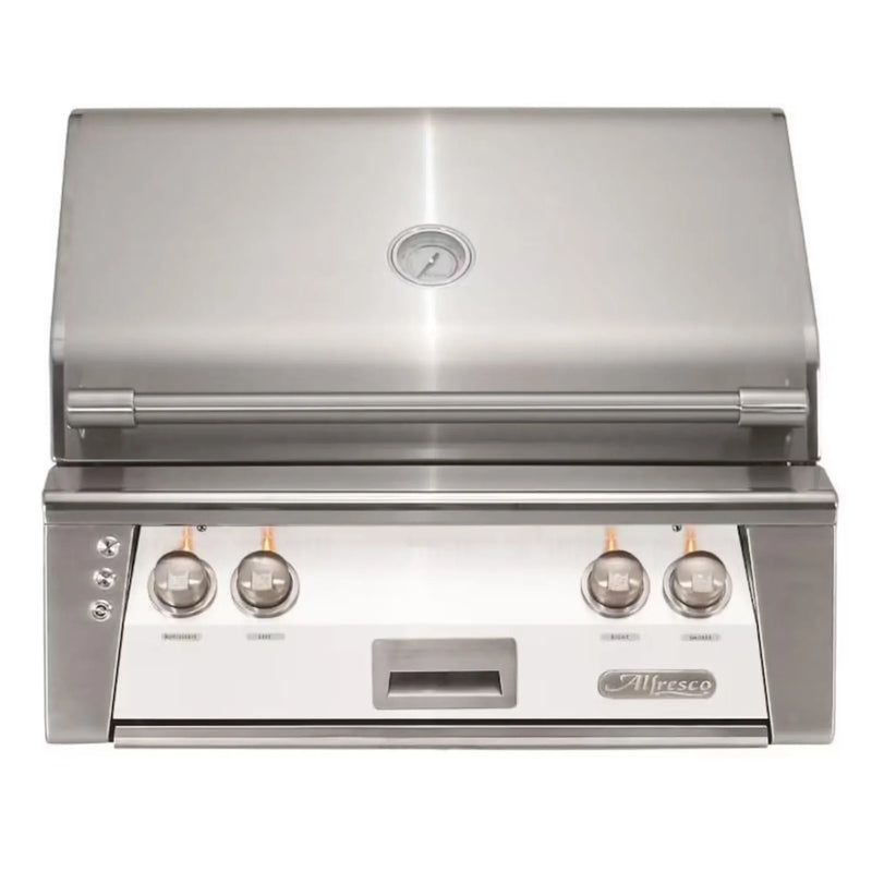 Alfresco 30" Matte Signal White Built-In Gas Grill with Rotisserie, Sear Zone & Smoker - Patioscape Outdoors