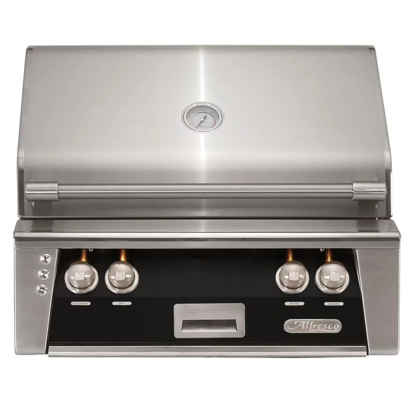 Alfresco 30" Jet Black Built-In Gas Grill with Rotisserie & Smoker Drawer - Patioscape Outdoors