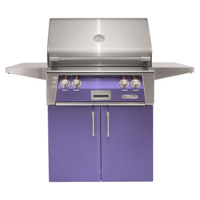 Alfresco 30-Inch Stainless Steel Freestanding Gas Grill w/ Rotisserie in Blue Lilac