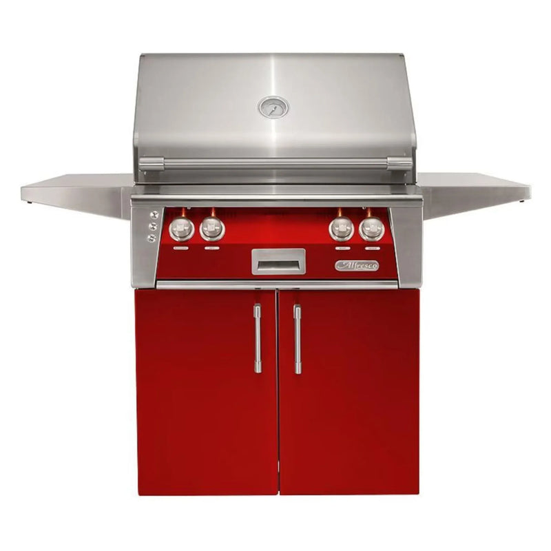 Alfresco 30-Inch Stainless Steel Freestanding Gas Grill w/ Rotisserie in Carmine Red - Patioscape Outdoors