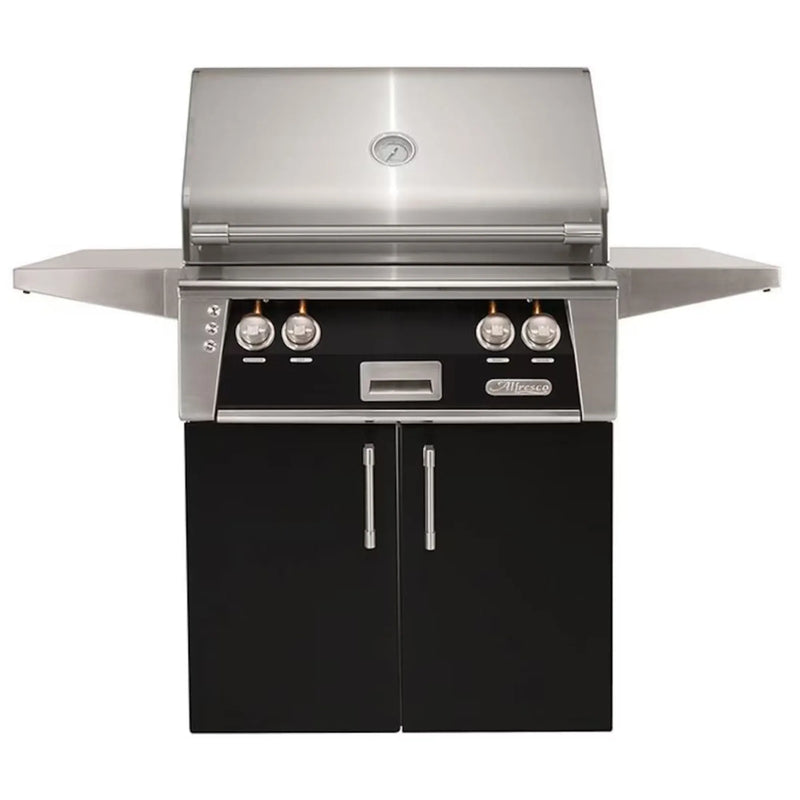 Alfresco 30-Inch Stainless Steel Freestanding Gas Grill w/ Rotisserie in Jet Black - Patioscape Outdoors