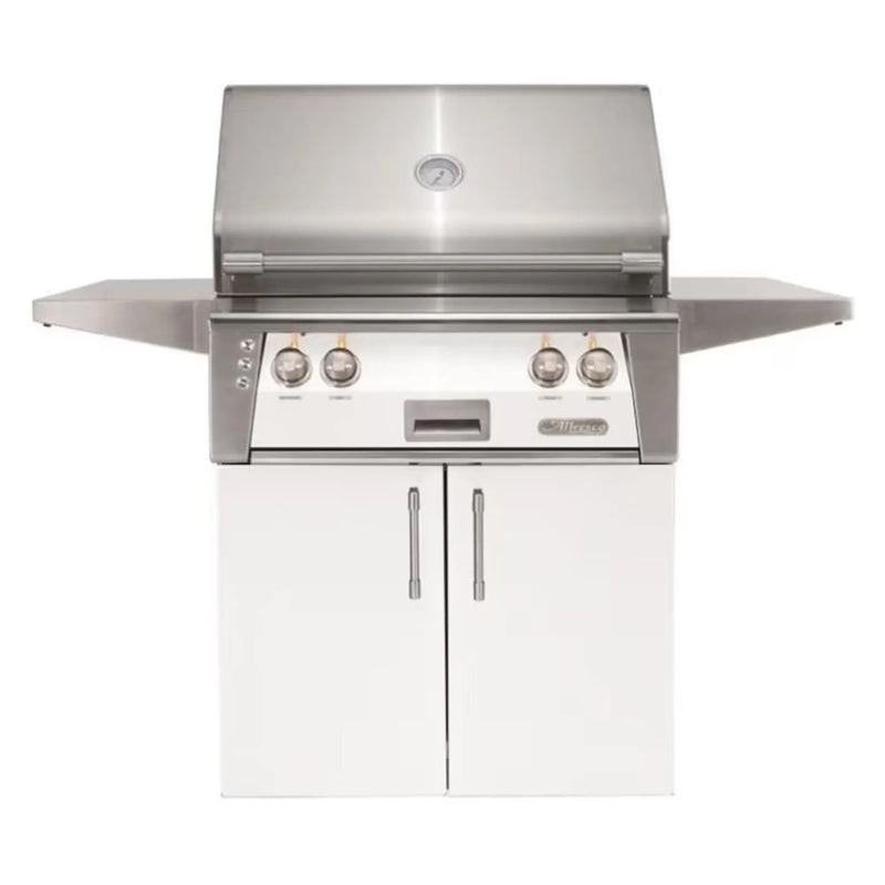 Alfresco 30-Inch Stainless Steel Freestanding Gas Grill w/ Rotisserie in Matte Signal White - Patioscape Outdoors