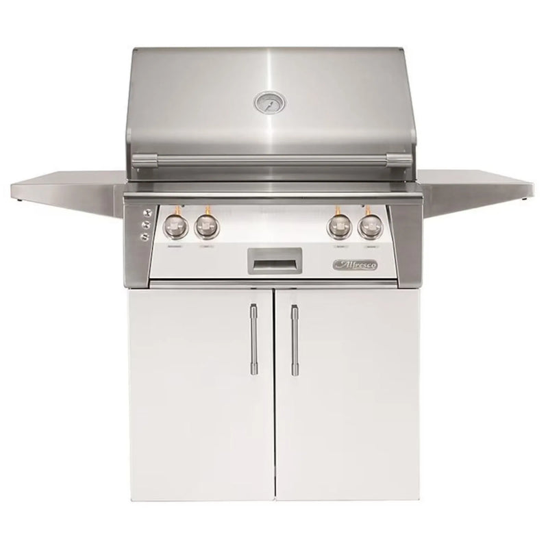 Alfresco 30-Inch Stainless Steel Freestanding Gas Grill w/ Rotisserie in Signal White - Patioscape Outdoors