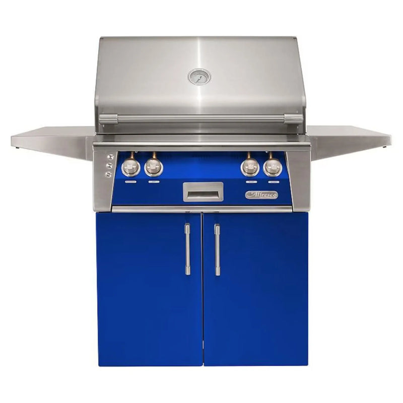 Alfresco 30-Inch Stainless Steel Freestanding Gas Grill w/ Rotisserie in Ultramarine Blue - Patioscape Outdoors