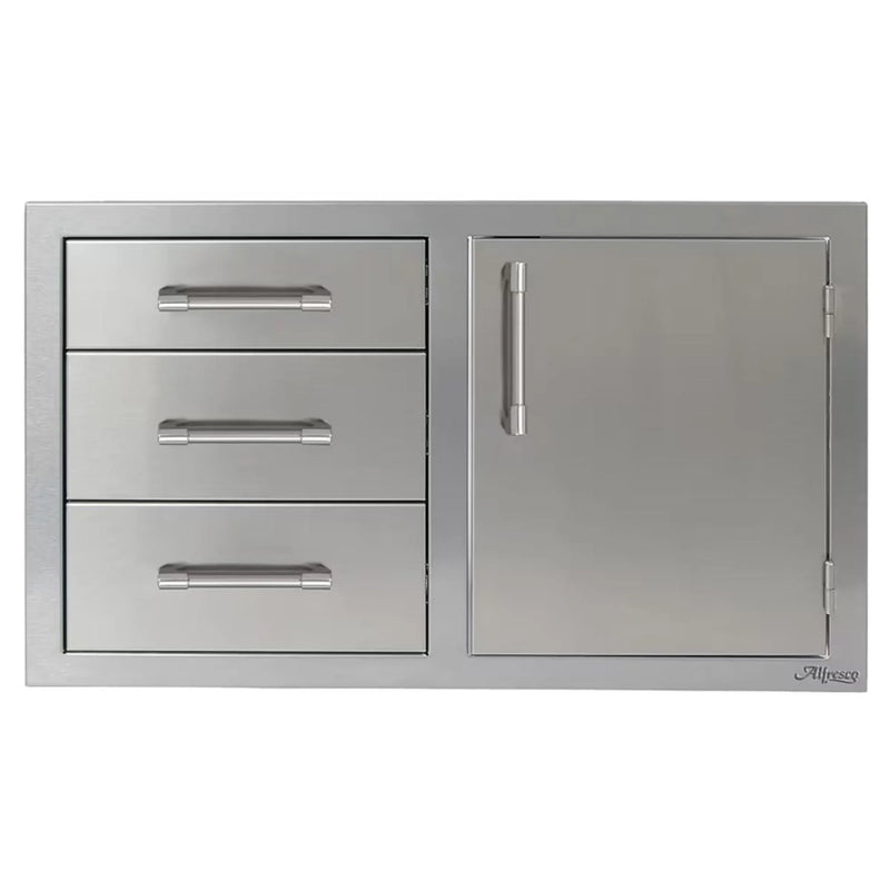 Alfresco 32-Inch Stainless Steel Right-Hinged Soft-Close Door & Triple Drawer Combo - Patioscape Outdoors
