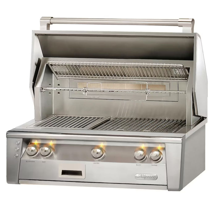 Alfresco 36" Built-In Stainless Steel Gas Grill with Rotisserie & Smoker Drawer