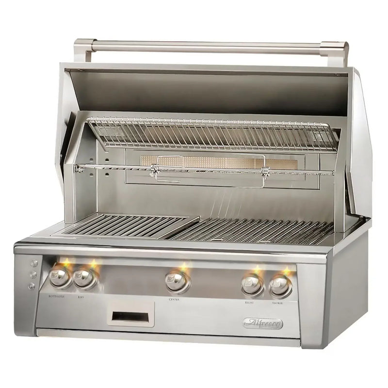 Alfresco 36-Inch Built-In Stainless Steel Gas Grill with Rotisserie, Sear Zone & Signature Taste Smoker - Patioscape Outdoors