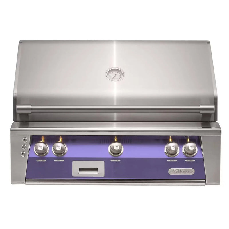 Alfresco 36" Blue Lilac Built-In Gas Grill with Rotisserie, Sear Zone & Signature Smoker - Patioscape Outdoors