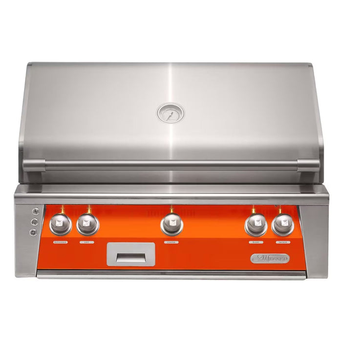 Alfresco 36" Luminous Orange Built-In Gas Grill with Sear Zone, Rotisserie & Signature Smoker System