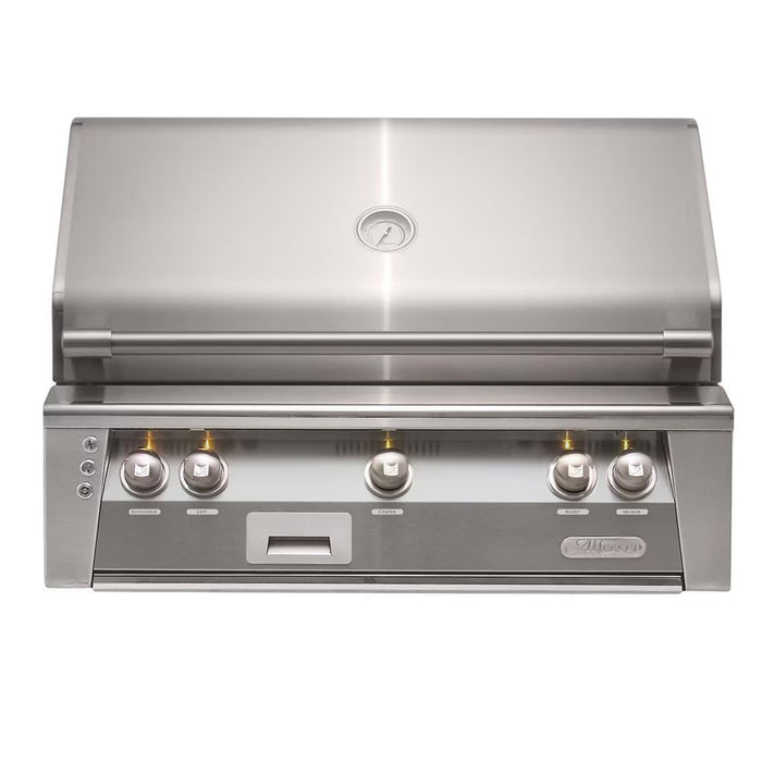 Alfresco 36" Signal Gray Built-In Gas Grill with Sear Zone, Rotisserie & LED Control Panel