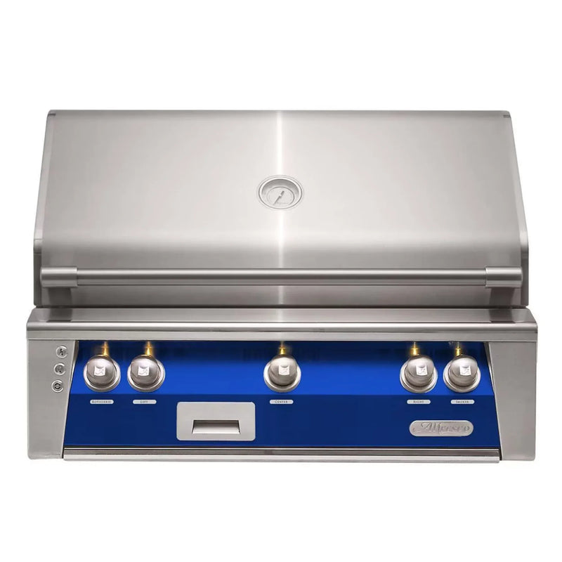 Alfresco 36" Ultramarine Blue Built-In Gas Grill with Rotisserie, Sear Zone & Smoker System - Patioscape Outdoors