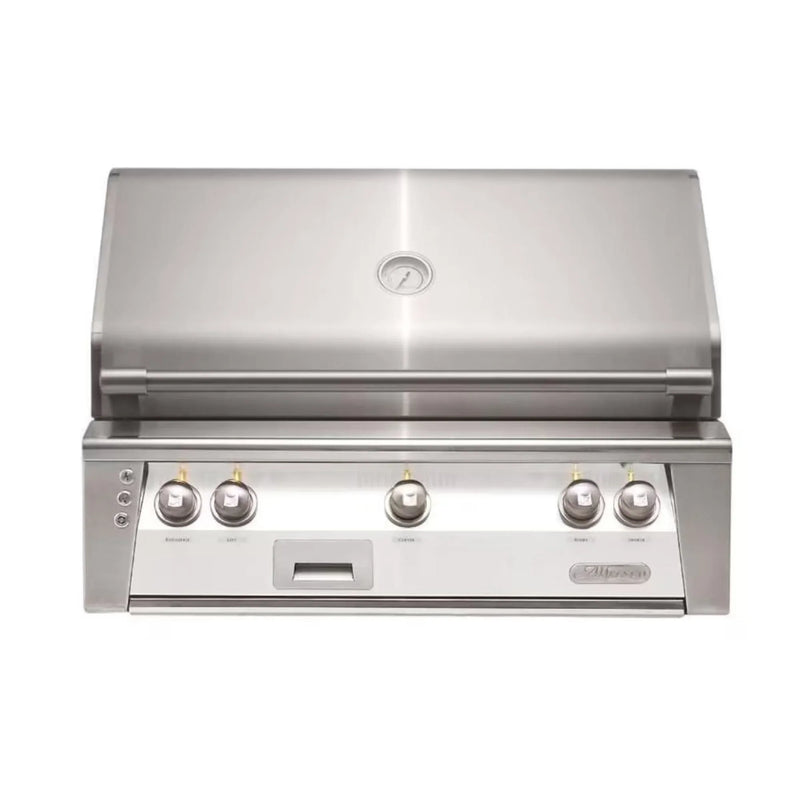 Alfresco 36" Matte Signal White Built-In Gas Grill with Rotisserie & Smoker Drawer - Patioscape Outdoors