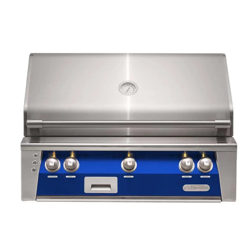Alfresco 36" Ultramarine Blue Built-In Gas Grill with Rotisserie & Smoker Drawer - Patioscape Outdoors
