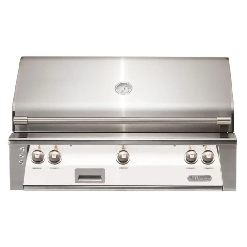 Alfresco 42" Matte Signal White Built-In Gas Grill with Rotisserie, Smoker & EZ-Lift™ Hood - Patioscape Outdoors