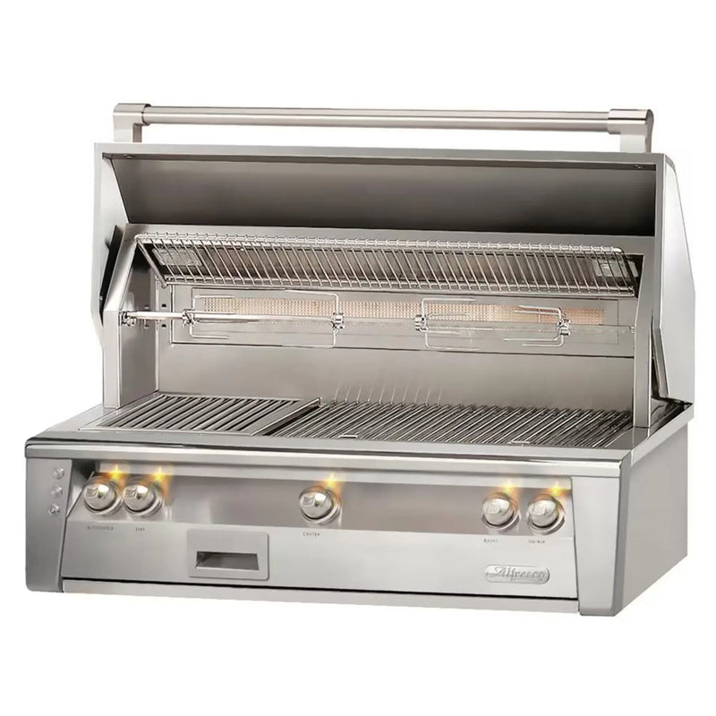 Alfresco 42-Inch Built-in Stainless Steel Gas Grill with Rotisserie, Sear Zone & Signature Taste Smoker - Patioscape Outdoors