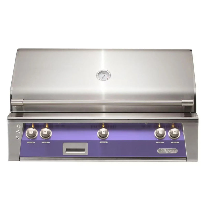 Alfresco 42" Blue Lilac Built-In Gas Grill with Sear Zone, Rotisserie & Signature Smoker System - Patioscape Outdoors