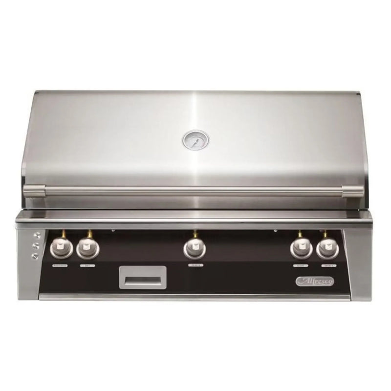 Alfresco 42" Matte Jet Black Built-In Gas Grill with Rotisserie, Sear Zone & Smoker System - Patioscape Outdoors