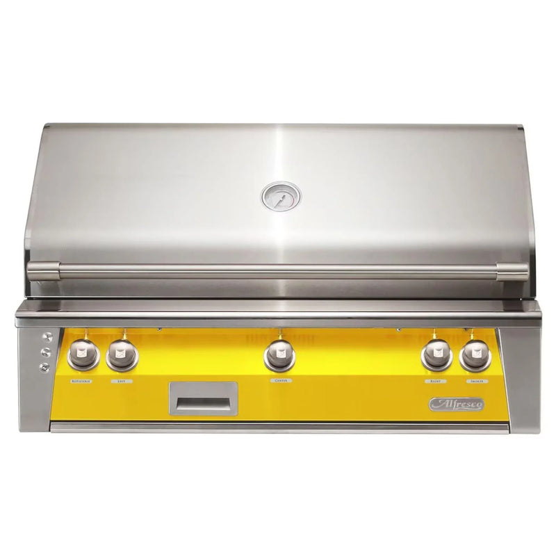 Alfresco 42" Traffic Yellow Built-In Gas Grill with Rotisserie, Sear Zone & Smoker Drawer - Patioscape Outdoors