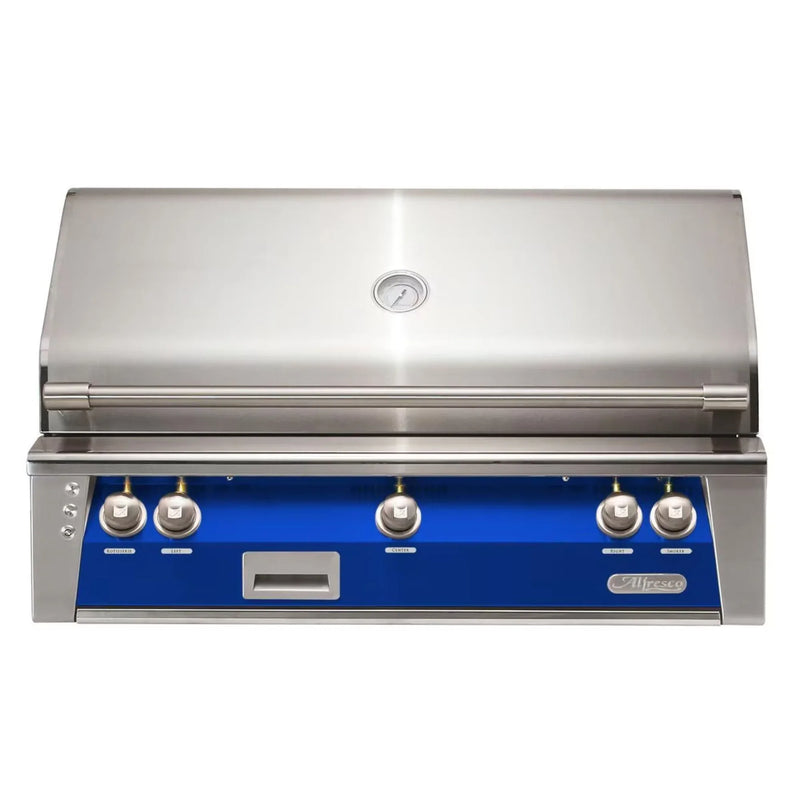 Alfresco 42" Ultramarine Blue Built-In Gas Grill with Sear Zone, Rotisserie & Smoker System - Patioscape Outdoors