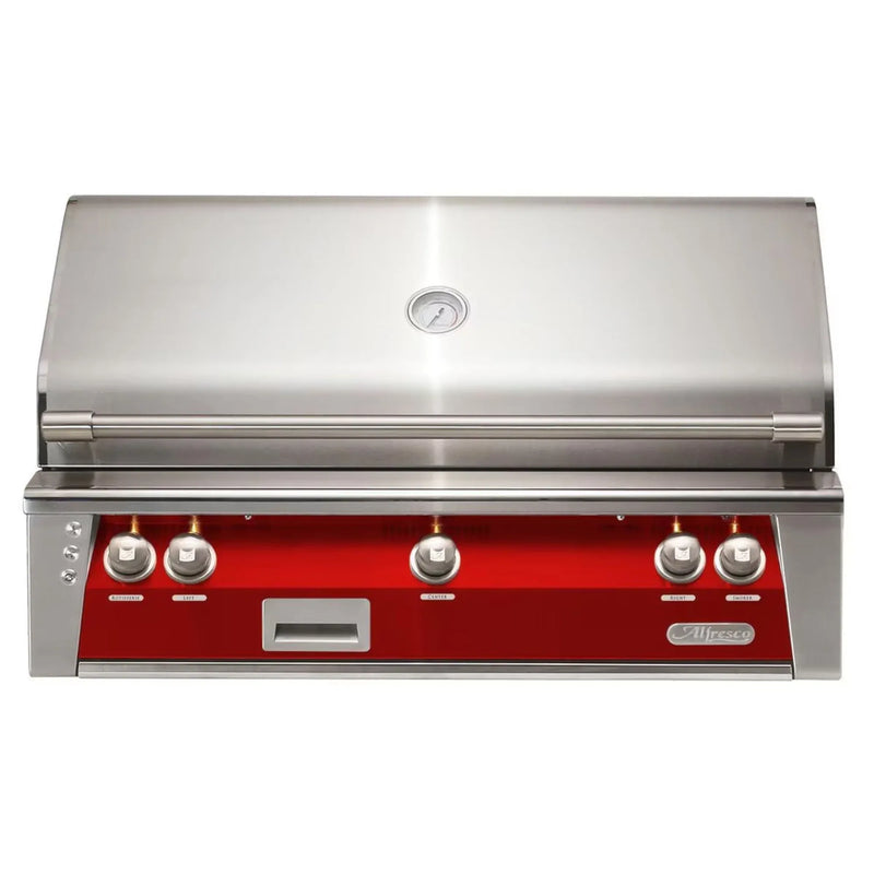 Alfresco 42" Carmine Red Built-In Gas Grill with Rotisserie, Smoker & EZ-Lift Hood - Patioscape Outdoors