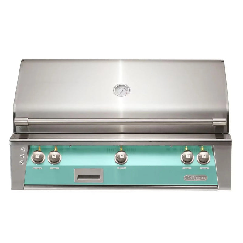 Alfresco 42" Light Green Built-In Gas Grill with Rotisserie, Smoker & EZ-Lift Hood - Patioscape Outdoors