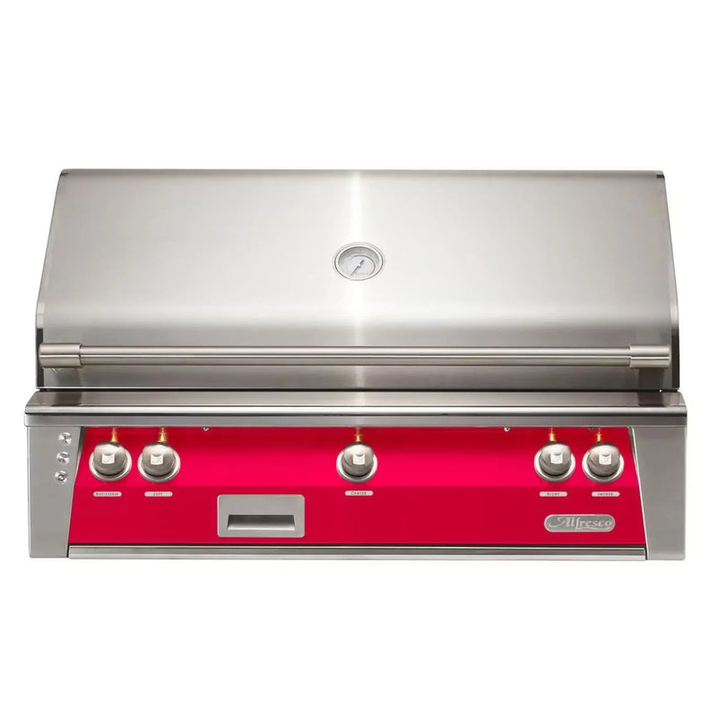 Alfresco 42" Raspberry Red Built-In Gas Grill with Rotisserie, Smoker & EZ-Lift Hood - Patioscape Outdoors
