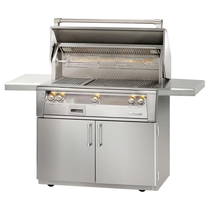 Alfresco 42" Freestanding Stainless Steel Gas Grill with Sear Zone, Rotisserie & Smoker System