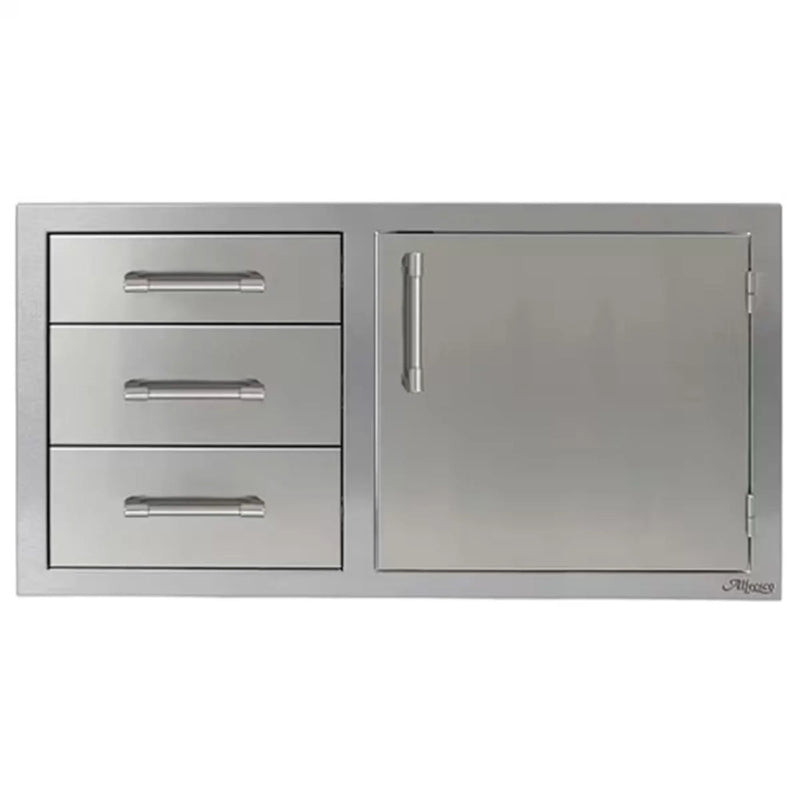 Alfresco 42-Inch Stainless Steel Right-Hinged Door & Triple Drawers Combo - Patioscape Outdoors