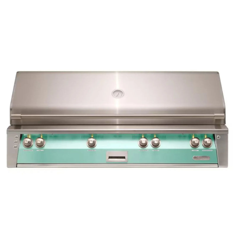 Alfresco 56" Built-In Stainless Steel Gas Grill in Light Green with Sear Zone, Rotisserie & Smoker Drawer - Patioscape Outdoors