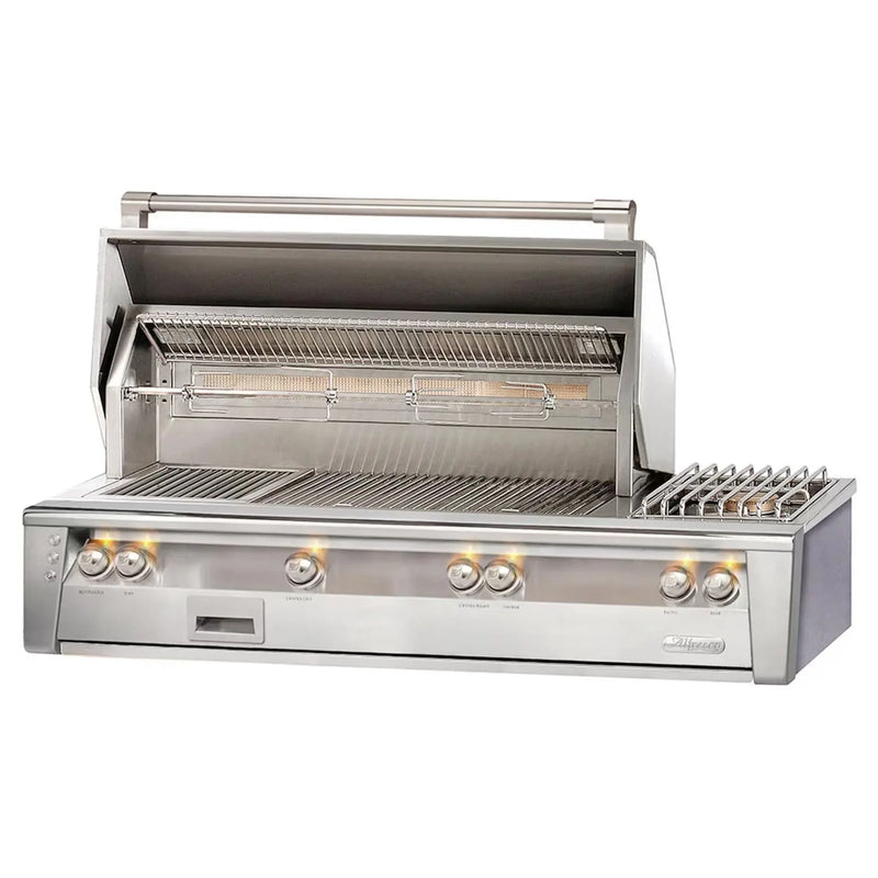 Alfresco 56-Inch Deluxe Built-in Stainless Steel Gas Grill with Rotisserie, Sear Zone & Side Burner - Patioscape Outdoors