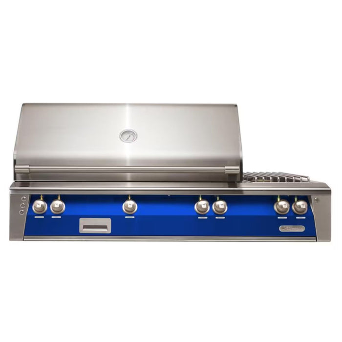 Alfresco 56" Ultramarine Blue Built-In Gas Grill with Rotisserie, Sear Zone & Side Burner