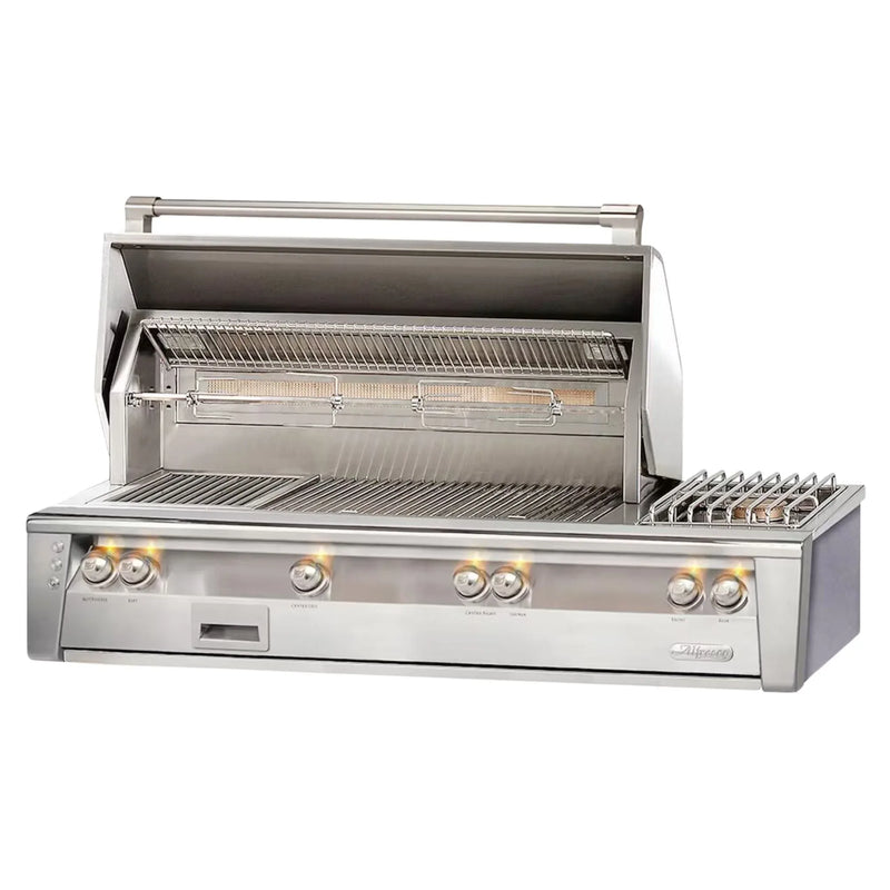 Alfresco 56" Deluxe Built-In Stainless Steel Gas Grill with Rotisserie, Side Burner & Smoker System - Patioscape Outdoors