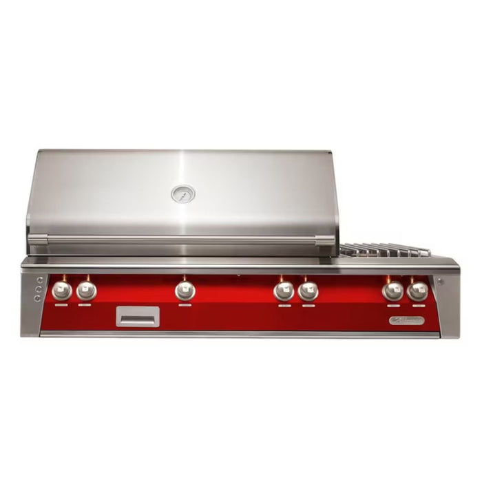 Alfresco 56" Deluxe Built-In Gas Grill with Rotisserie, Smoker & Side Burner in Carmine Red Finish