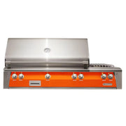 Alfresco 56" Deluxe Built-In Gas Grill with Rotisserie, Smoker & Side Burner in Luminous Orange Finish - Patioscape Outdoors