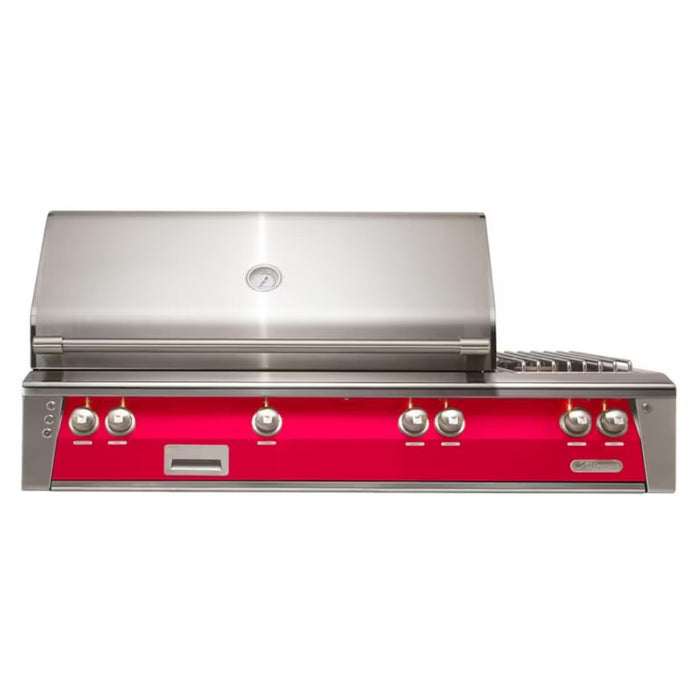 Alfresco 56" Deluxe Built-In Gas Grill with Rotisserie, Smoker & Side Burner in Raspberry Red Finish