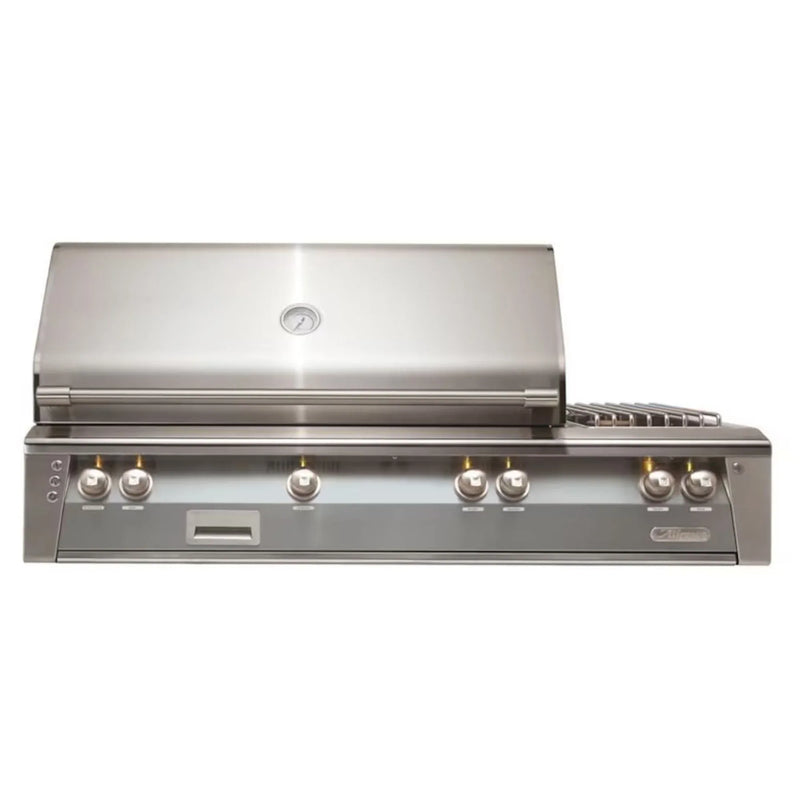 Alfresco 56" Built-In Stainless Gas Grill with Rotisserie, Smoker & Side Burner in Signal Gray Finish - Patioscape Outdoors