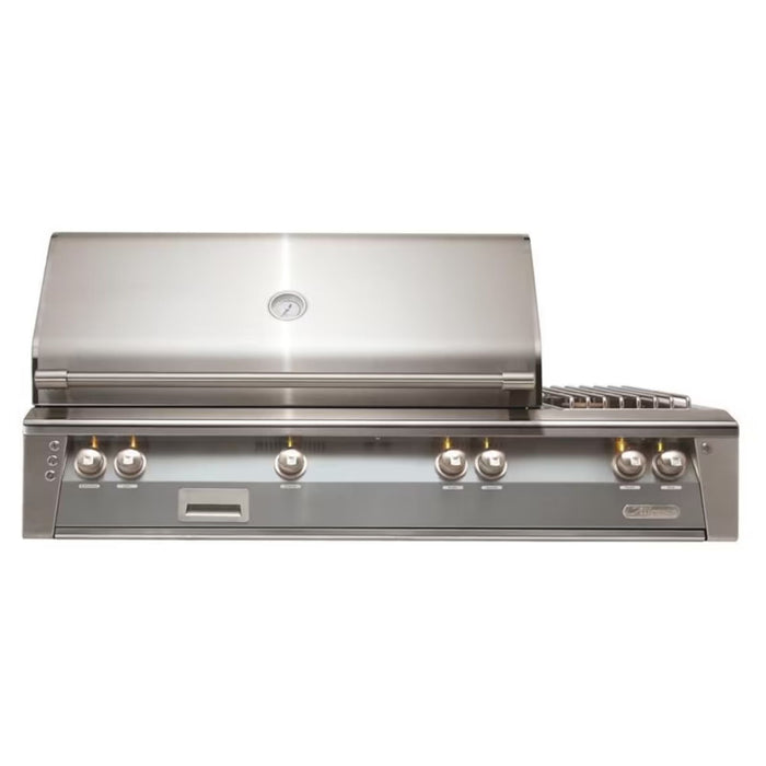 Alfresco 56" Built-In Stainless Gas Grill with Rotisserie, Smoker & Side Burner in Signal Gray Finish