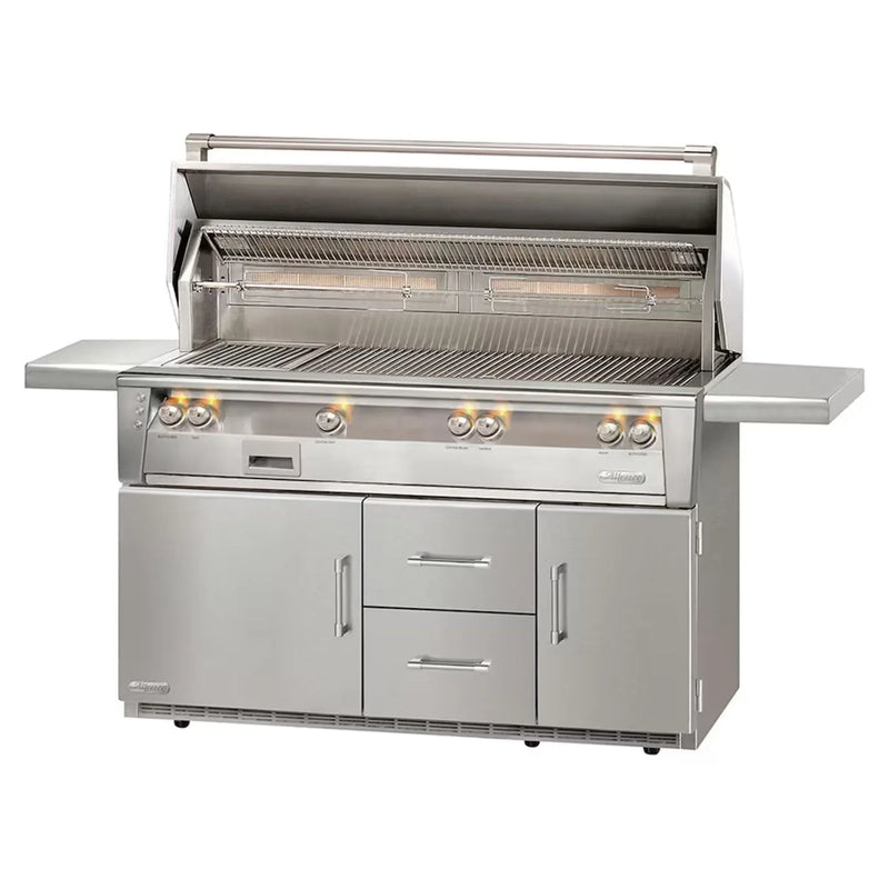 Alfresco 56-Inch Stainless Steel Freestanding Gas Grill w/ Refrigerated Cart, Rotisserie & Sear Zone - Patioscape Outdoors