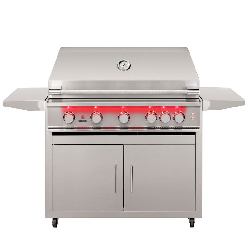 TrueFlame 40-Inch 5-Burner Freestanding Gas Grill with Rear Infrared Burner and Grill Lights