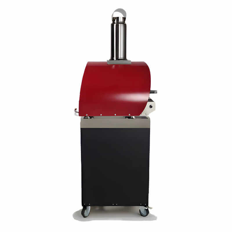 Coyote 30-Inch Hybrid Multi-Fuel Outdoor Pizza Oven with Cart - Red