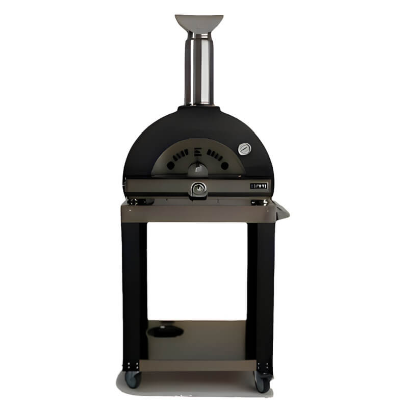Coyote 30-Inch Hybrid Multi-Fuel Outdoor Pizza Oven with Cart - Matte Black