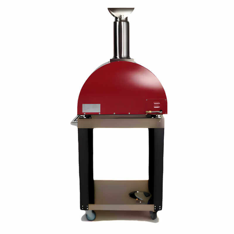 Coyote 30-Inch Hybrid Multi-Fuel Outdoor Pizza Oven with Cart - Red