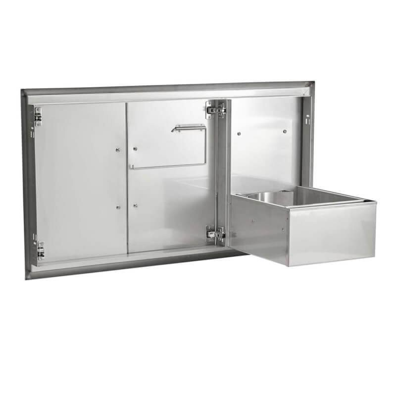 Coyote 45 Inch Double Access Door & Roll Out Trash Bin Combo - C3-CDPOD