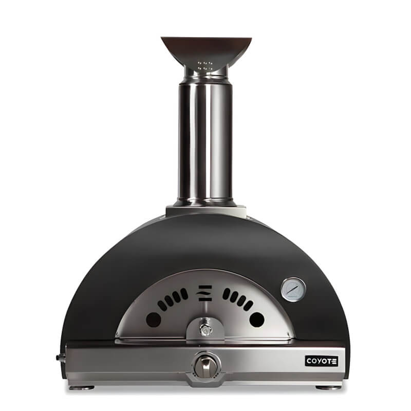 Coyote 30-Inch Hybrid Multi-Fuel Outdoor Pizza Oven - Matte Black